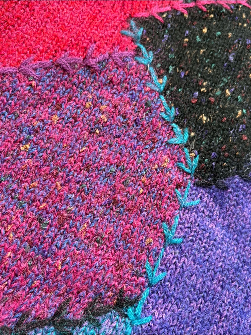 Vintage Segrets Sun Prints Mohair Blend Patchwork Mock Neck Sweater M Chunky - Picture 11 of 14